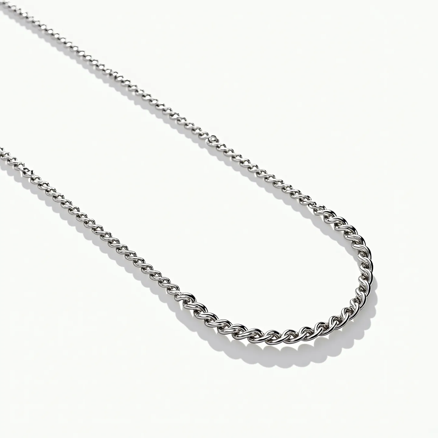 This cable chain features a series of interlocking links crafted from a polished, silvery metal, likely sterling silver or stainless steel. The simple yet elegant design showcases a uniform thickness throughout the length of the chain, emphasizing its robustness and classic appeal. This chain does not incorporate any gemstones, maintaining a sleek and minimalist aesthetic. The chain is likely equipped with a standard clasp mechanism such as a lobster clasp for secure fastening, ensuring ease of use and durability for everyday wear.