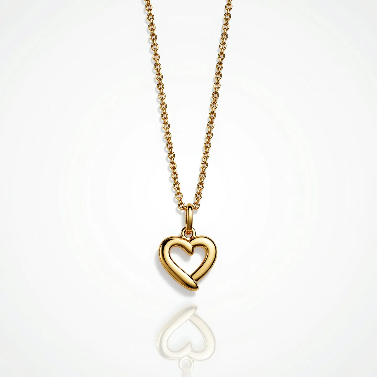 This infinity heart necklace features a delicate design crafted from gold-toned metal, forming a smooth and polished heart shape with an elegant infinity twist. The pendant hangs from a fine link chain that complements the overall dainty appearance. The necklace is likely secured with a standard spring ring clasp, ensuring easy wear and removal. The simplicity and elegance of the piece make it a timeless accessory suitable for various occasions.