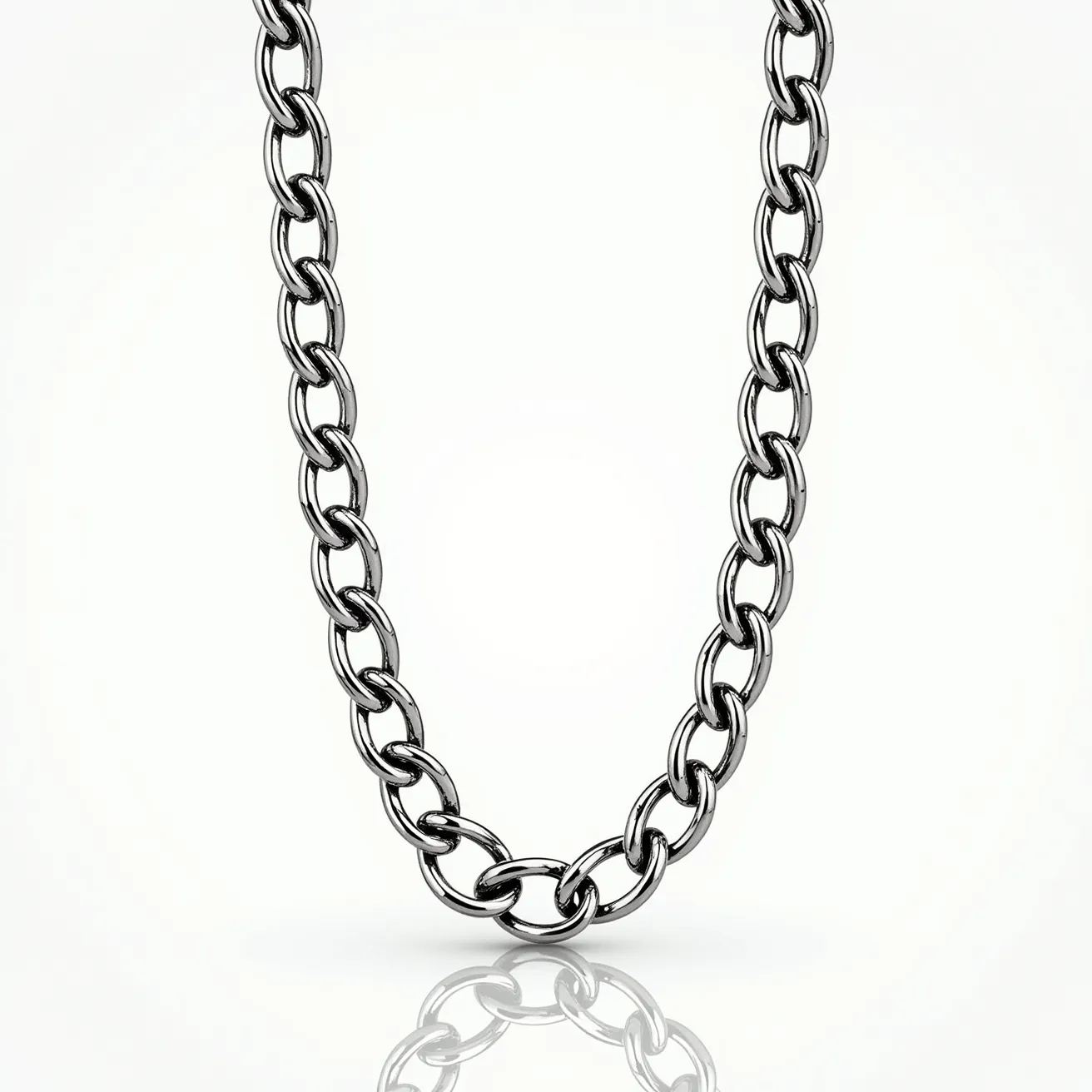 This silver chain features interlocking oval links that create a traditional and robust aesthetic, indicative of quality craftsmanship. Made from polished silver, the chain reflects light beautifully, giving it a sleek and shiny appearance. There are no gemstones or embellishments incorporated into the design, which maintains a classic and versatile look. The chain is equipped with a lobster clasp, providing a secure and reliable closure, making it suitable for everyday wear or layering with other necklaces.